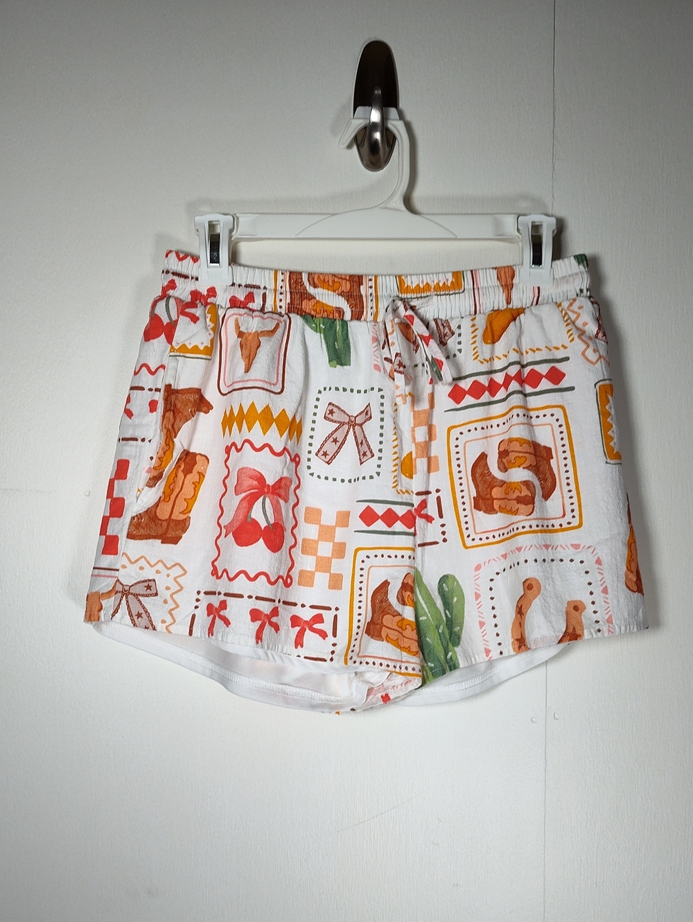 Pink Lily white western rodeo cowboy cowgirl summer shorts M - Picture 2 of 9